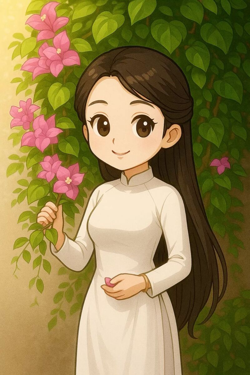 chibi cô giáo mặc áo dài 1