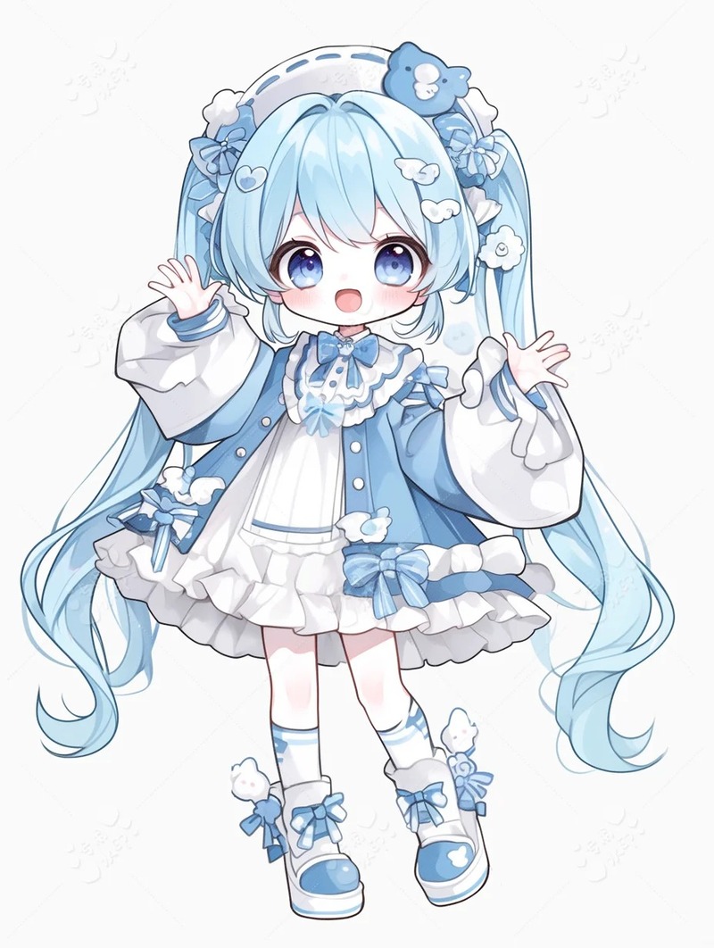 hình ảnh chibi nữ cute màu xanh dương 14