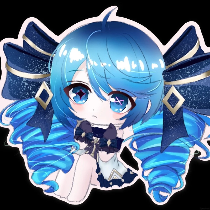 hình ảnh chibi nữ cute màu xanh dương 16