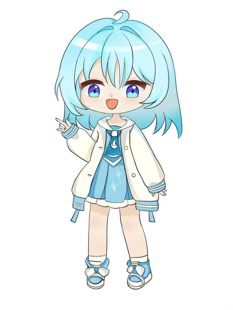 hình ảnh chibi nữ cute màu xanh dương 17