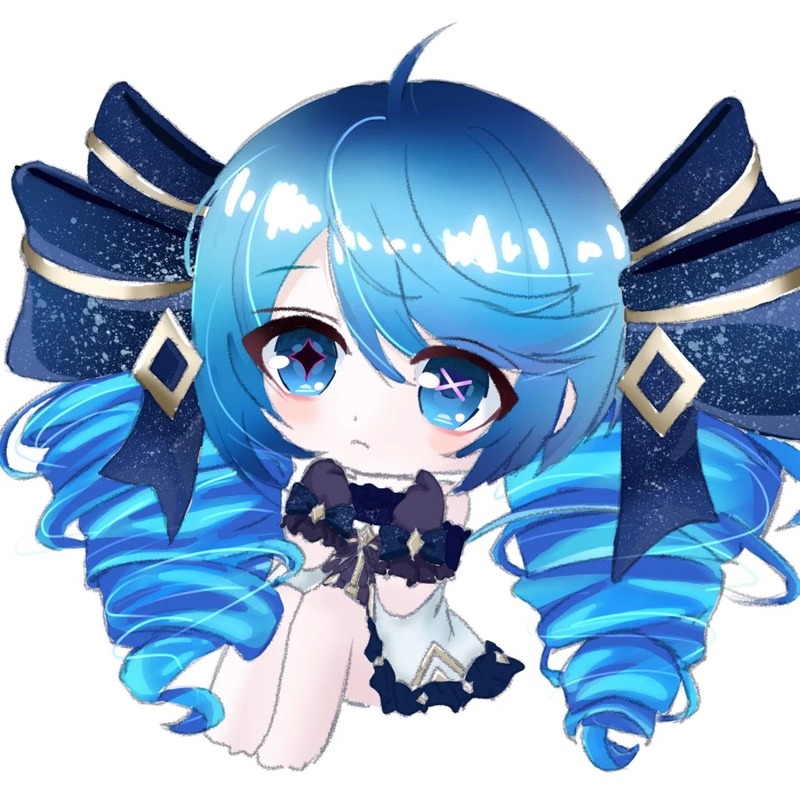 hình ảnh chibi nữ cute màu xanh dương 19