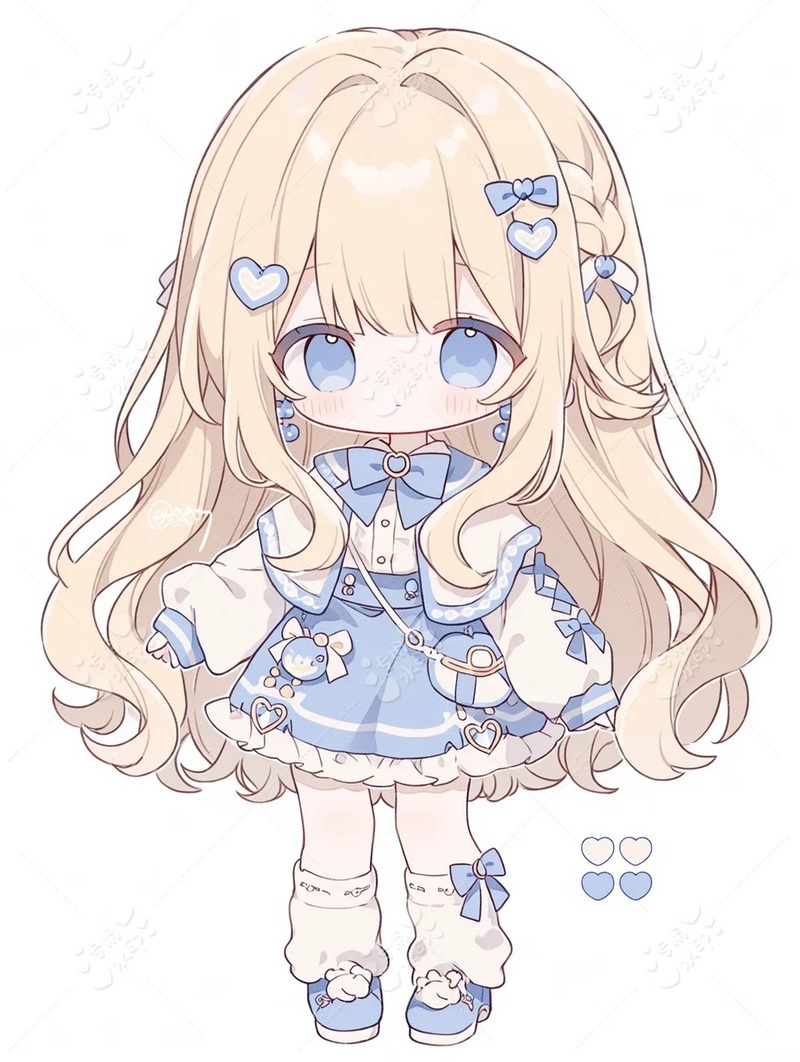 hình ảnh chibi nữ cute màu xanh dương 2