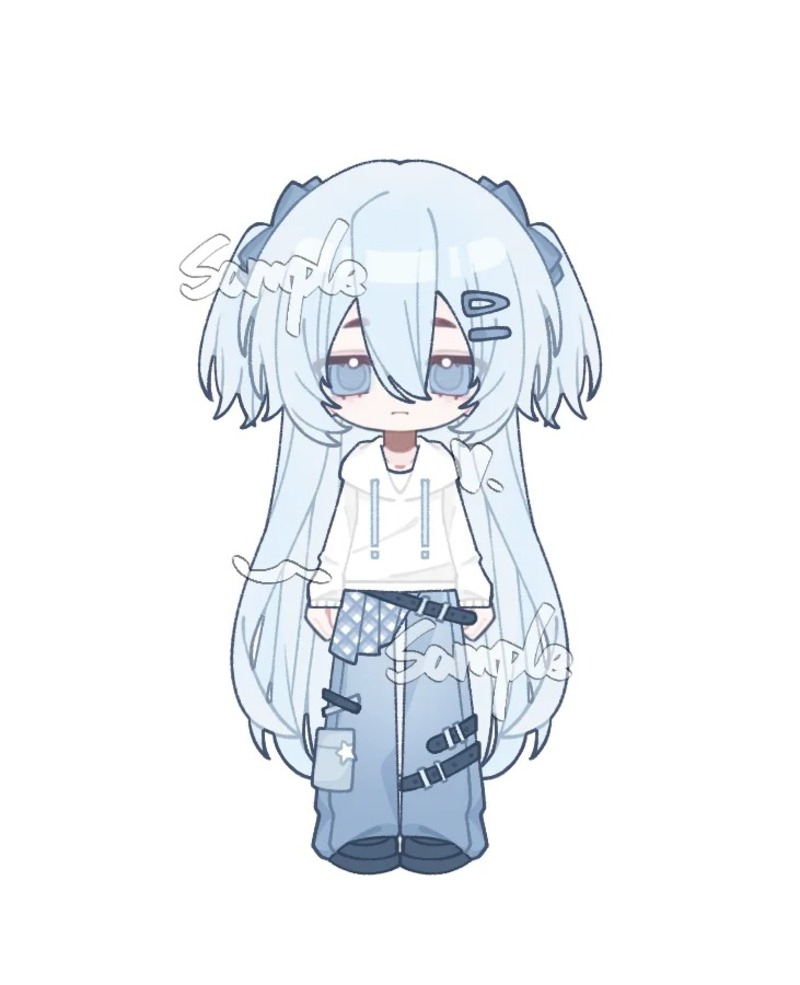hình ảnh chibi nữ cute màu xanh dương 21