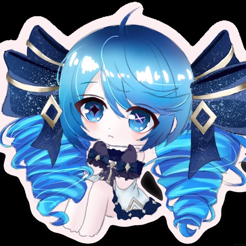 hình ảnh chibi nữ cute màu xanh dương 26