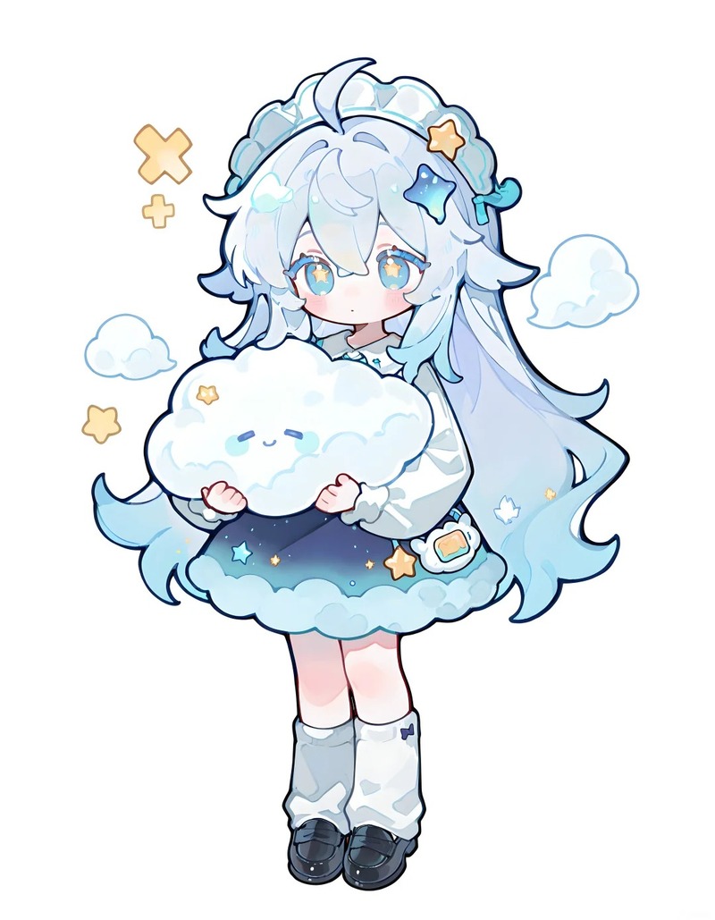 hình ảnh chibi nữ cute màu xanh dương 5