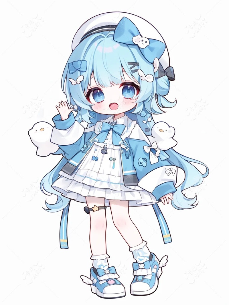 hình ảnh chibi nữ cute màu xanh dương 6