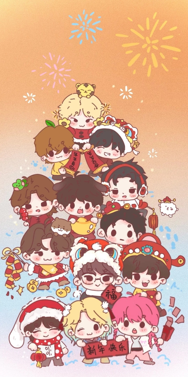 anime chibi hình nền tết cute 11