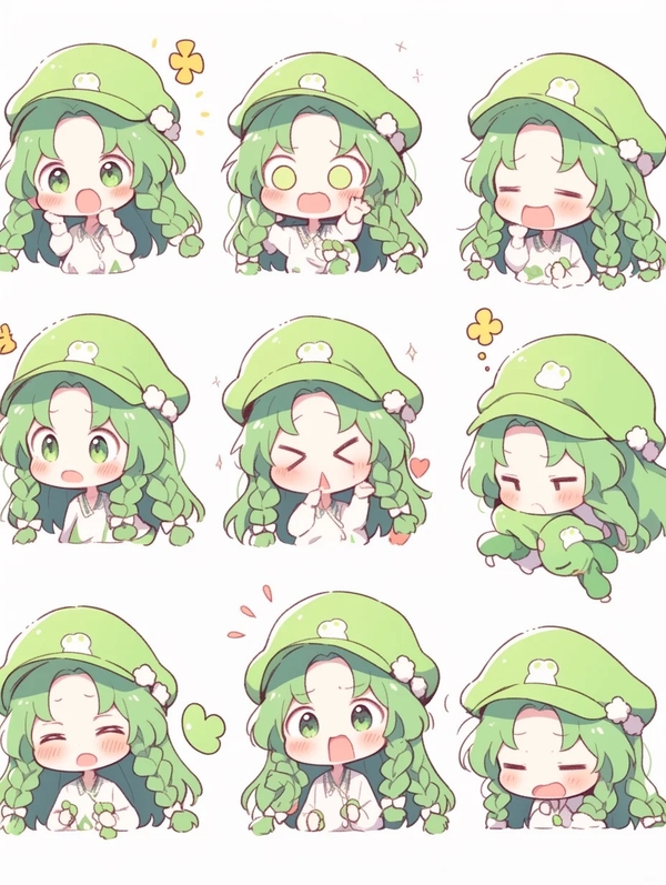 chibi anime xanh lá cây cute 33