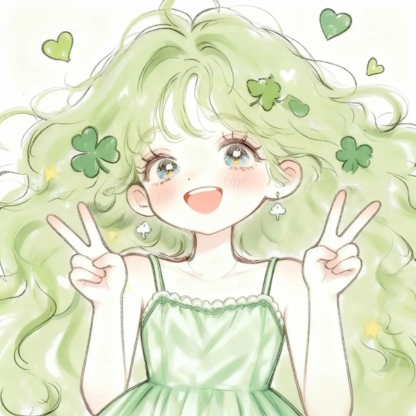chibi anime xanh lá cây cute 37