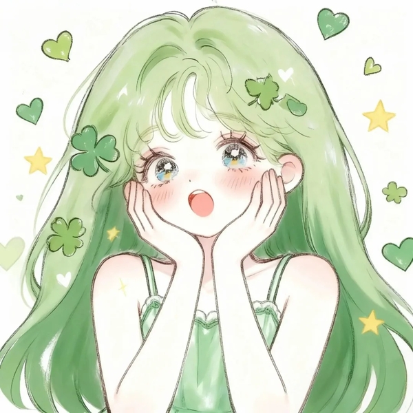 chibi anime xanh lá cây cute 39