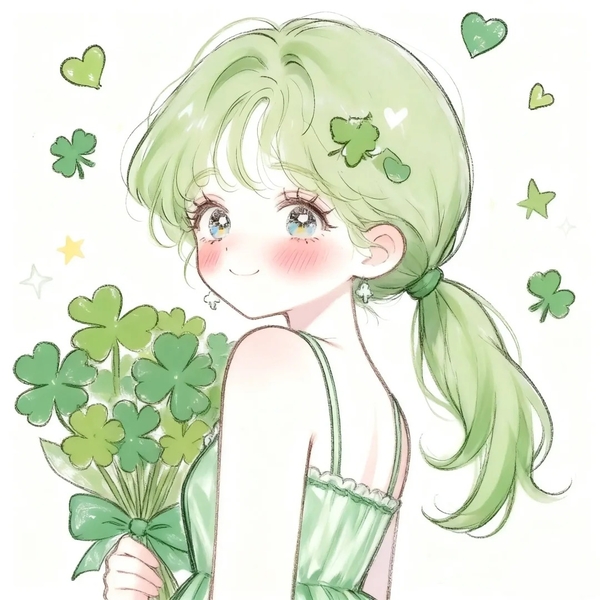 chibi anime xanh lá cây cute 41