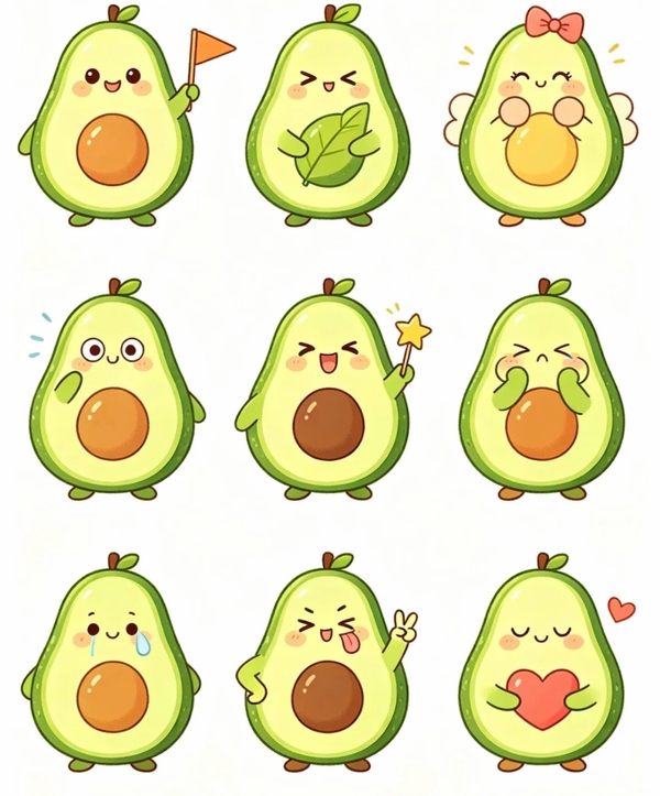 hình trái bơ chibi cute